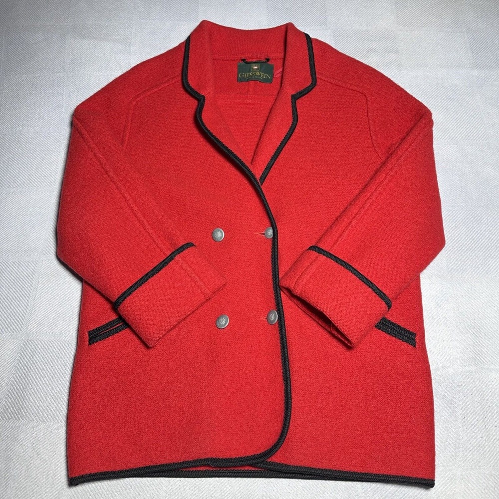Vintage Giesswein Red‎ Wool Double Breasted Blazer Coat Jacket Womens Size 10